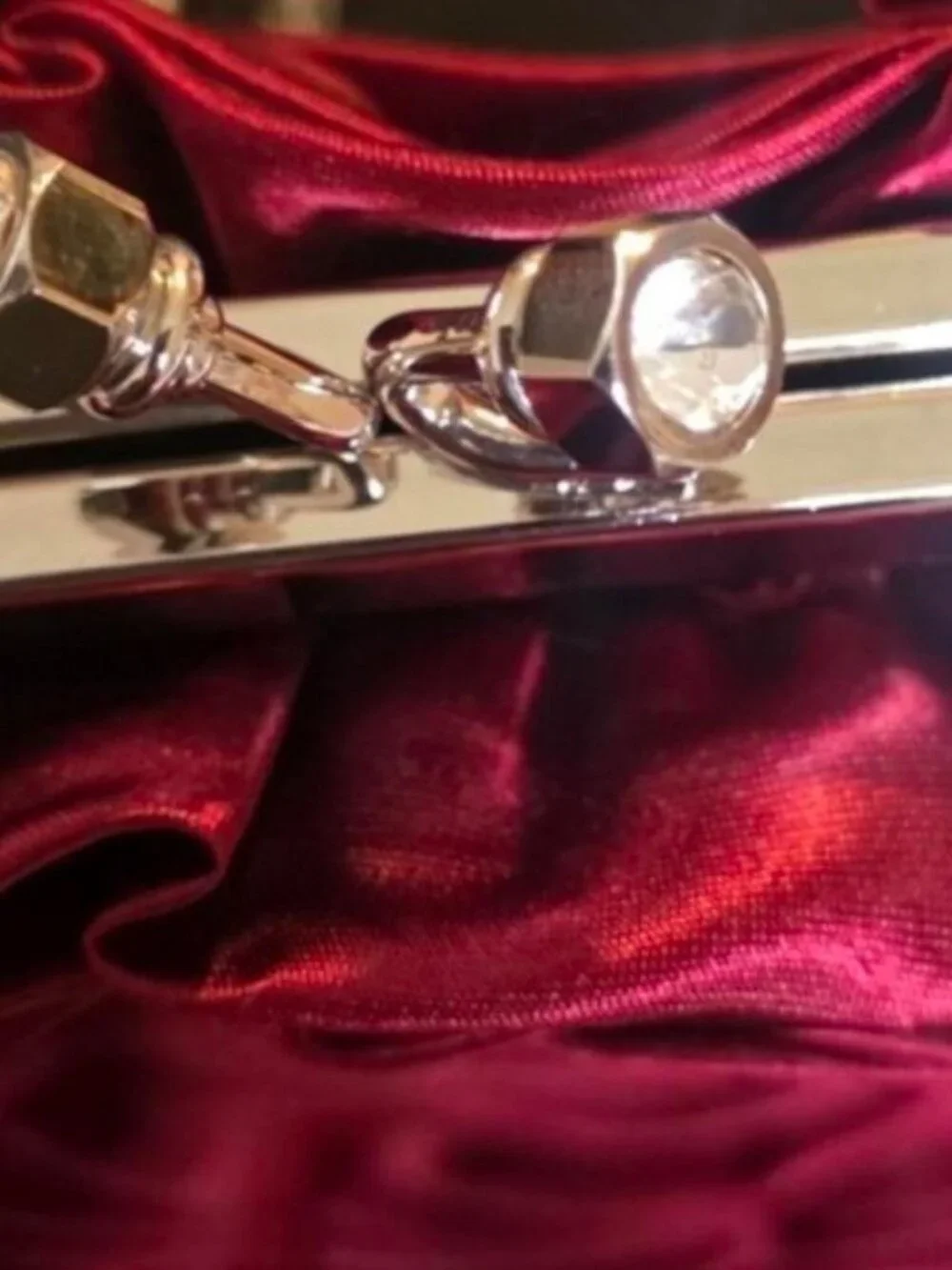 NWT Charming Charlie Red rose clutch purse with gold chain and rhinestone clasp
